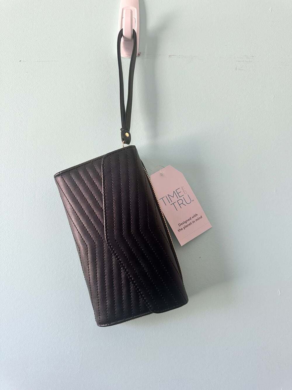 Time And Tru Quilted Black Clutch Wallet